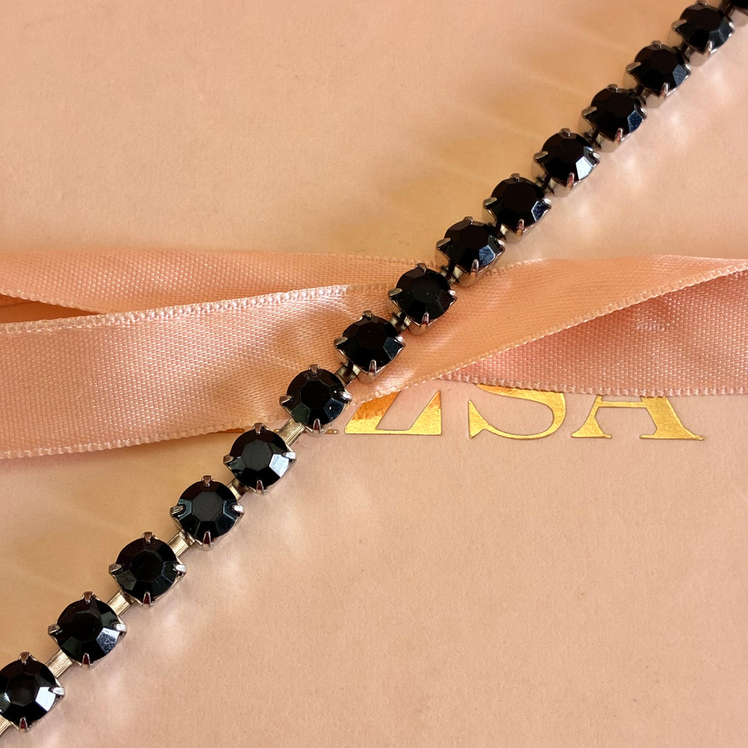 Black Preciosa crystals silver bracelet