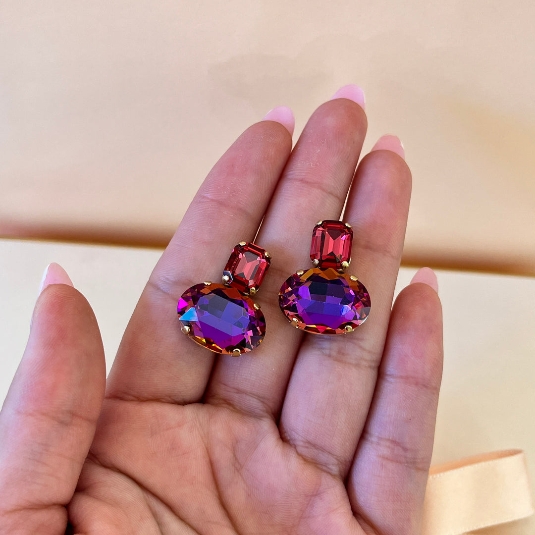 Fuchsia Swarovski crystals studs