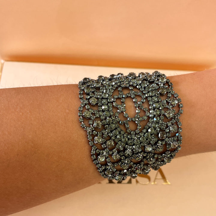 Grey preciosa crystals necklace and bracelet