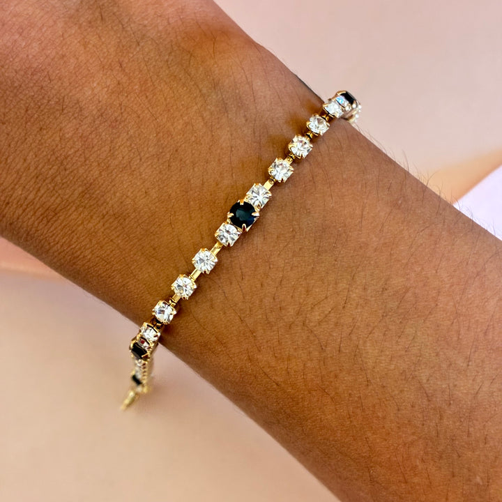 Dainty Black Preciosa crystals bracelet