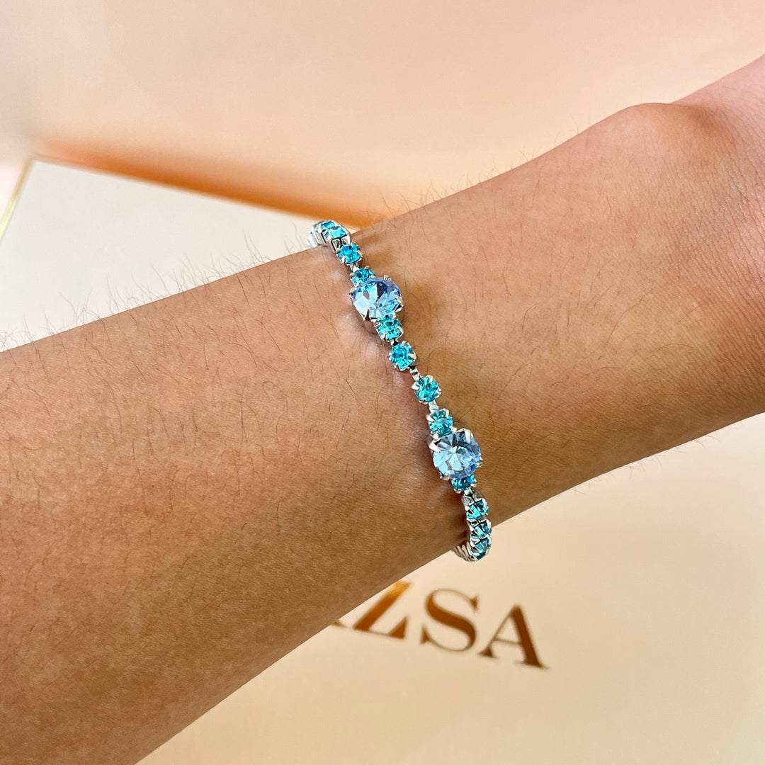 Turquoise & light blue Swarovski crystals bracelet