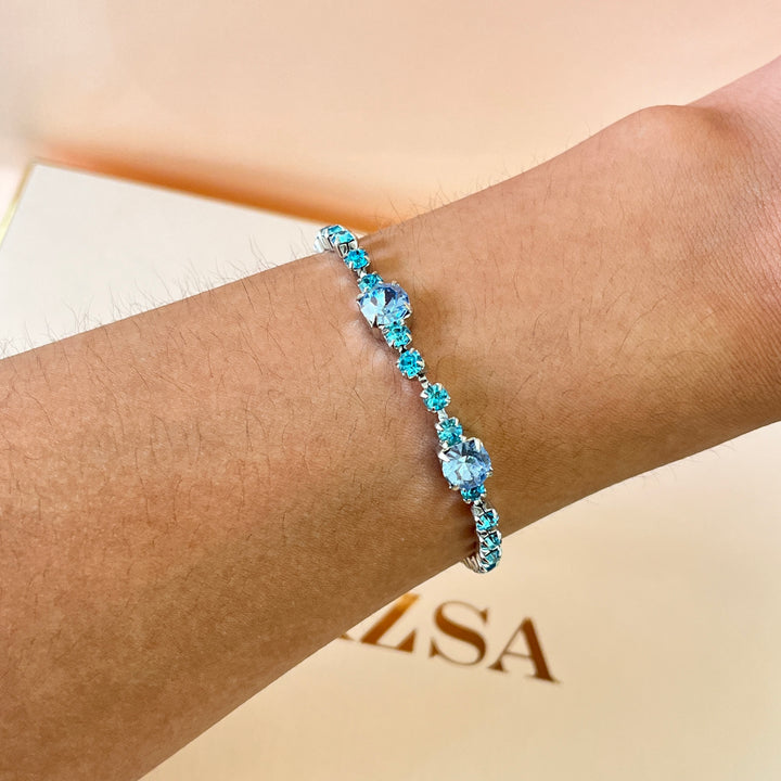 Turquoise & light blue Swarovski crystals bracelet