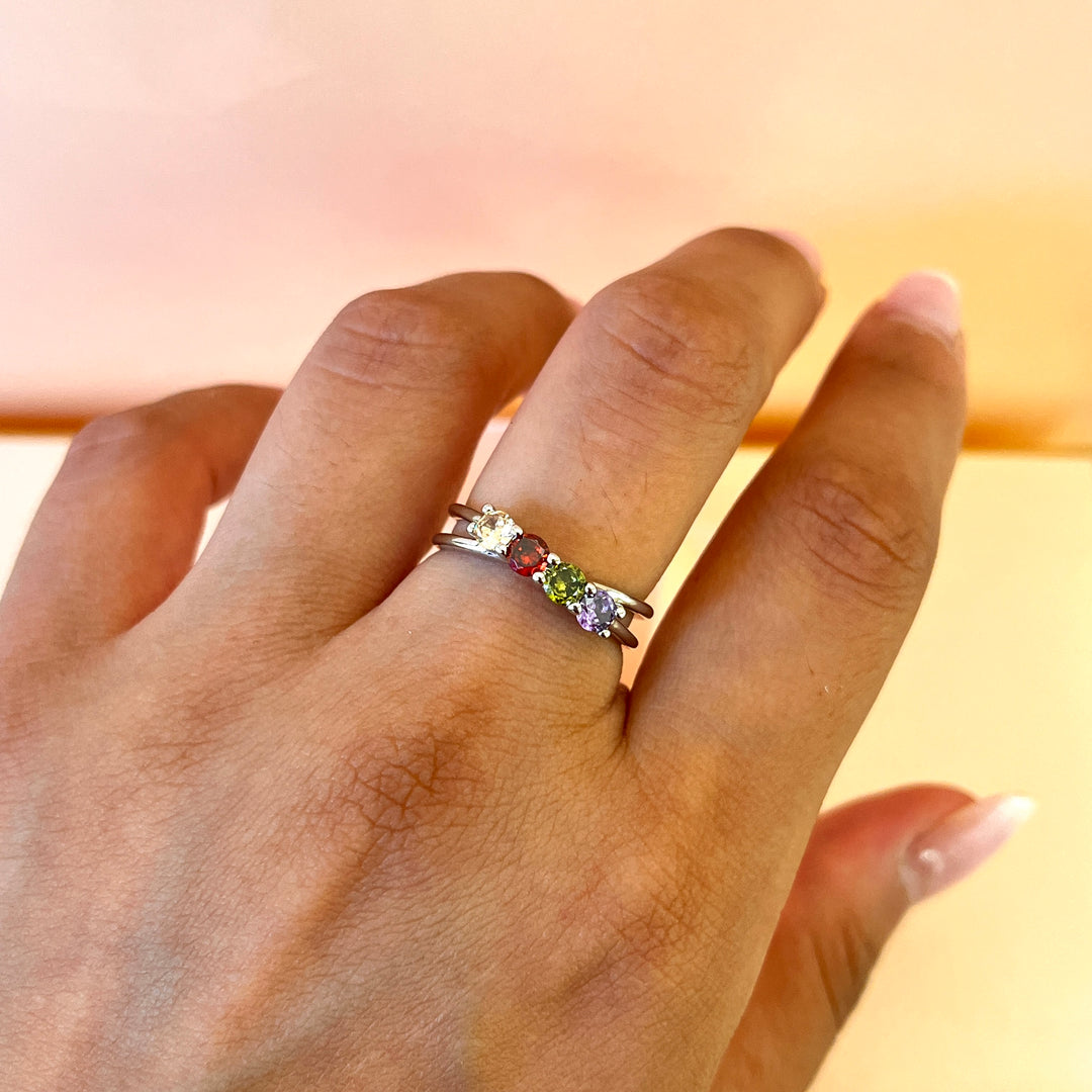 Multicolour zircone twisted ring