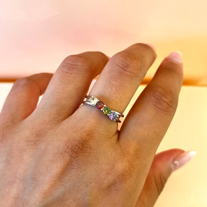 Multicolour zircone twisted ring