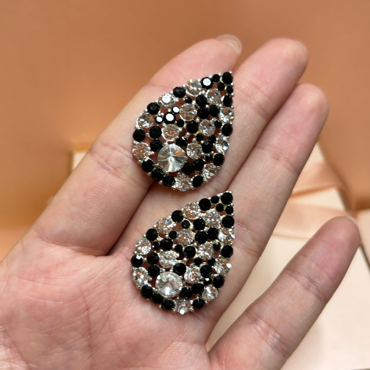 Black rhinestone silver studs