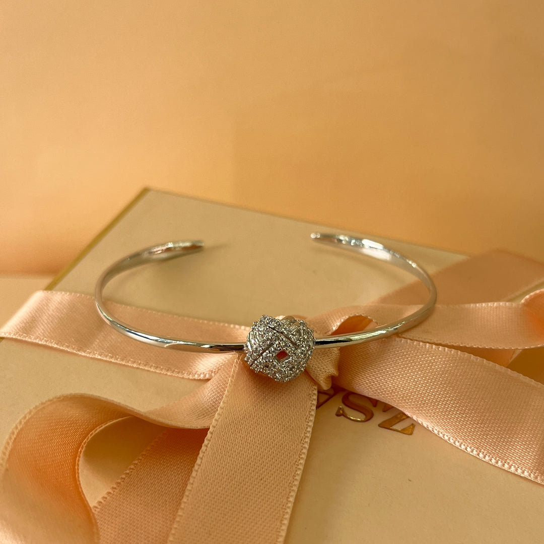 Silver zircone open bangle