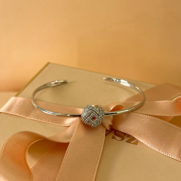Silver zircone open bangle