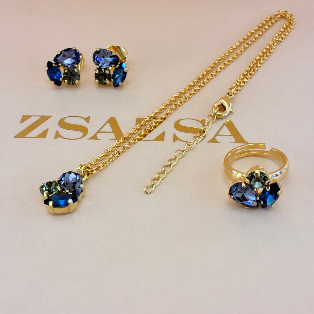 Mixed blue Swarovski crystals set