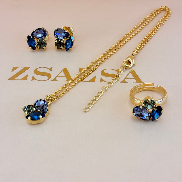 Mixed blue Swarovski crystals set
