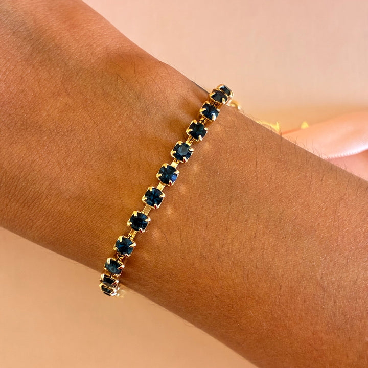 Dainty Navy blue Preciosa crystals bracelet