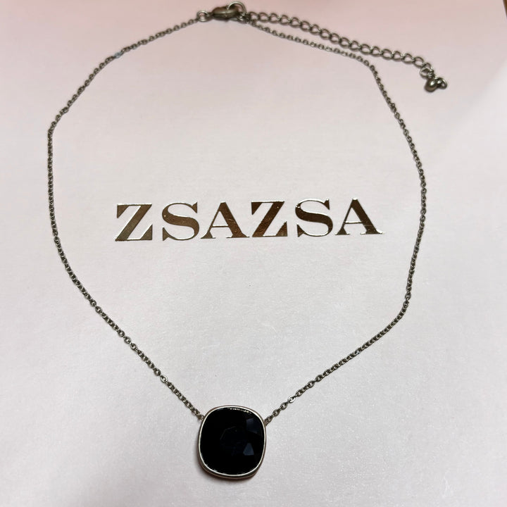 Black rhinestone gold pendant