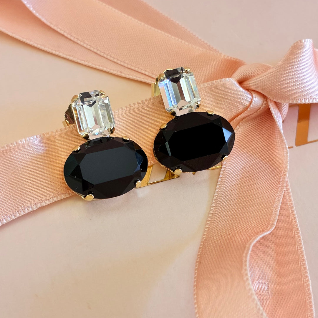 Black Swarovski crystals earrings