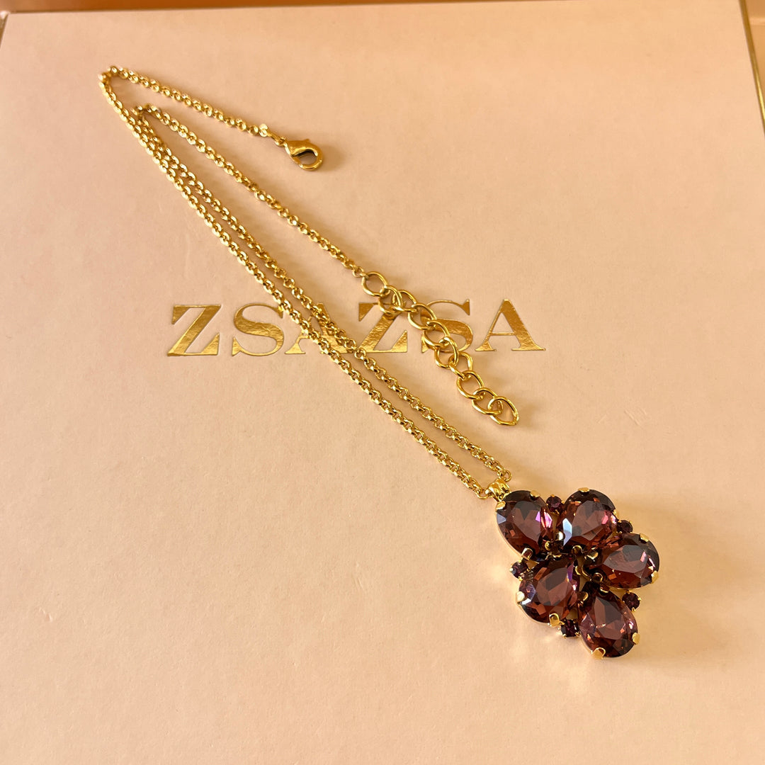 Purple teardrop preciosa crystals set