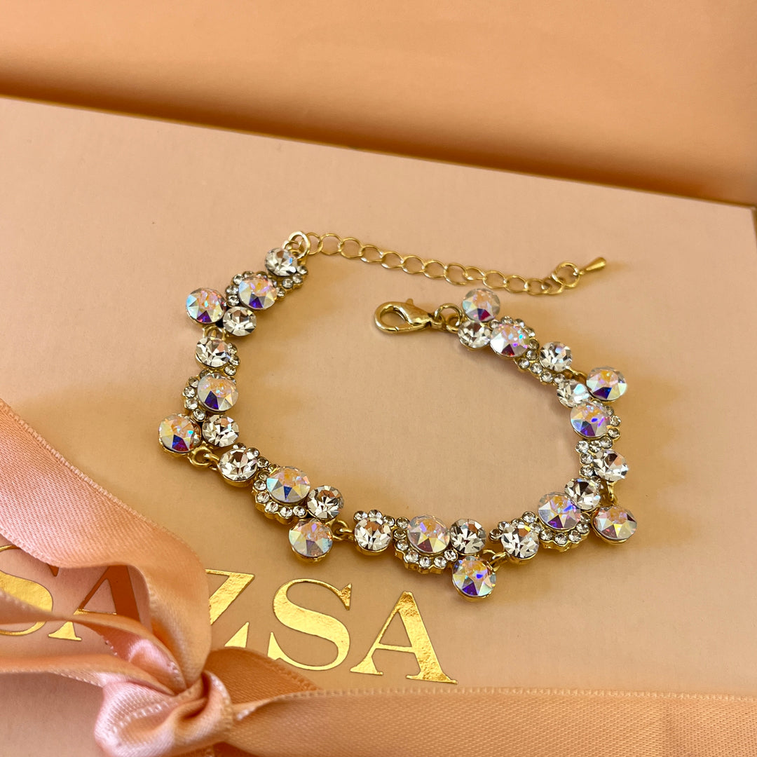 Aurora borealis Swarovski crystals earrings and bracelet