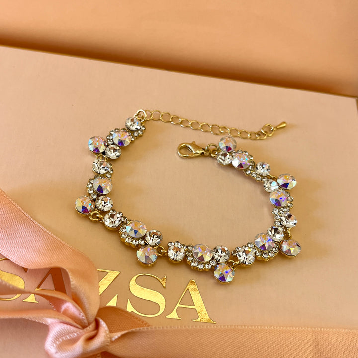 Aurora borealis Swarovski crystals earrings and bracelet