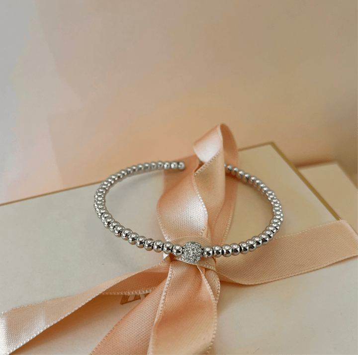 Open silver zircone bangle