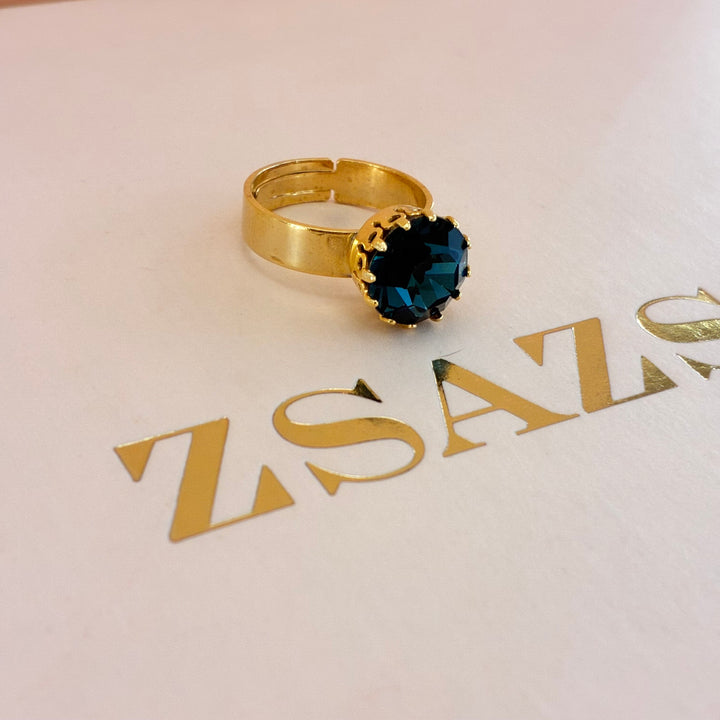 Navy blue Preciosa crystals gold plated set