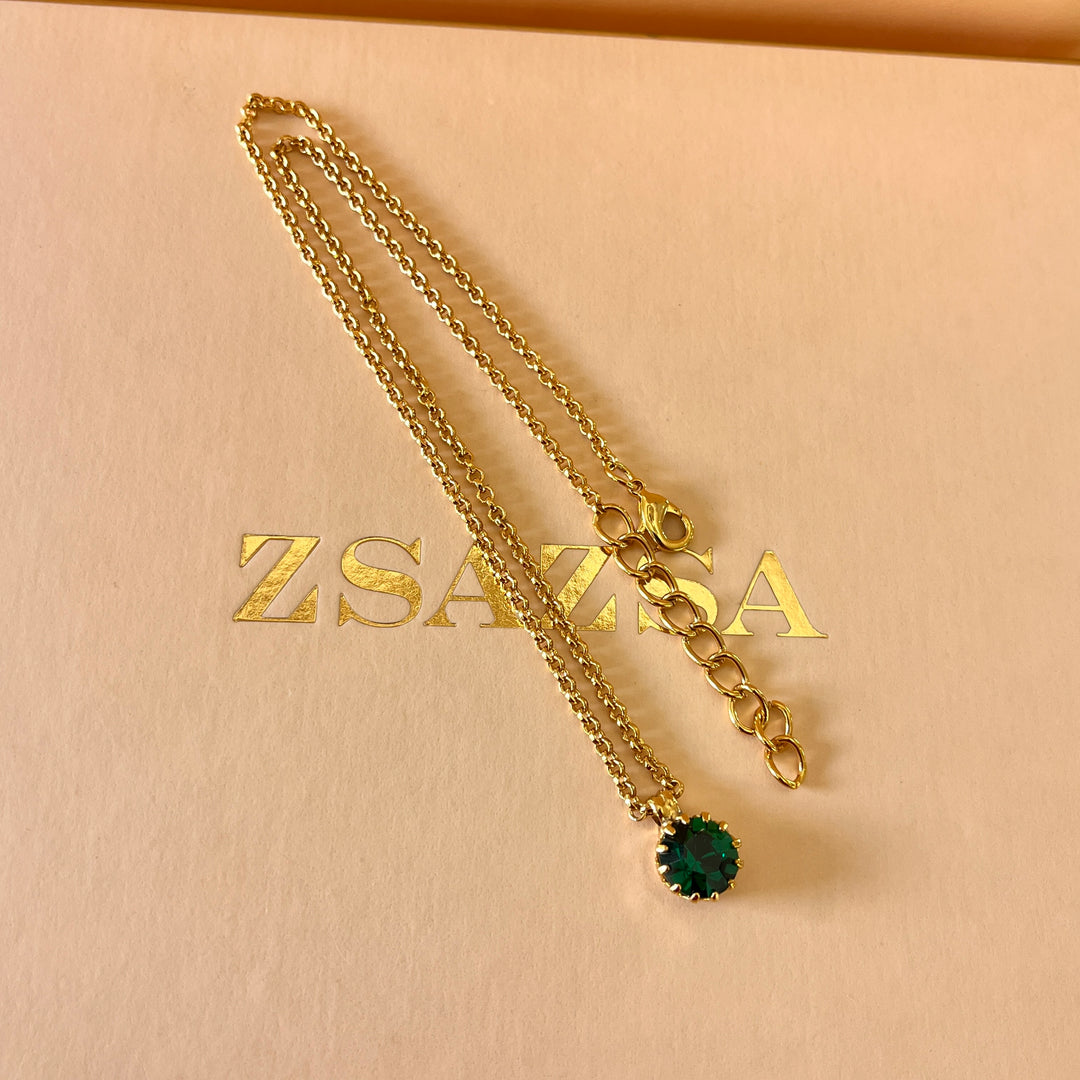 Dark green preciosa crystals set