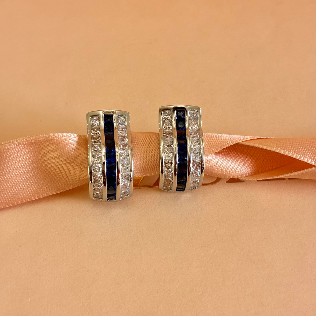 Navy blue zircone French clip earrings