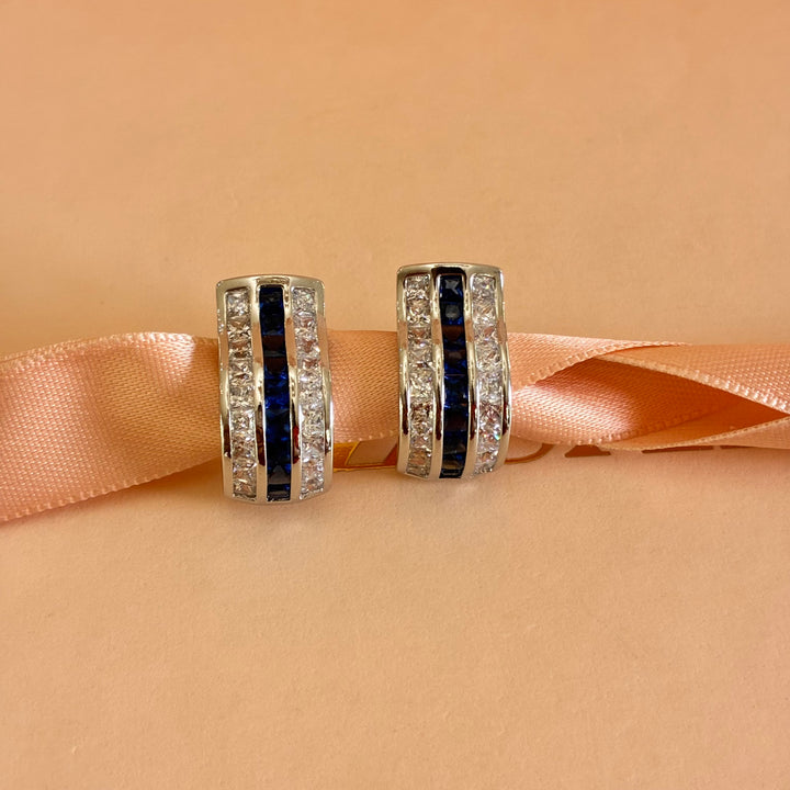 Navy blue zircone French clip earrings