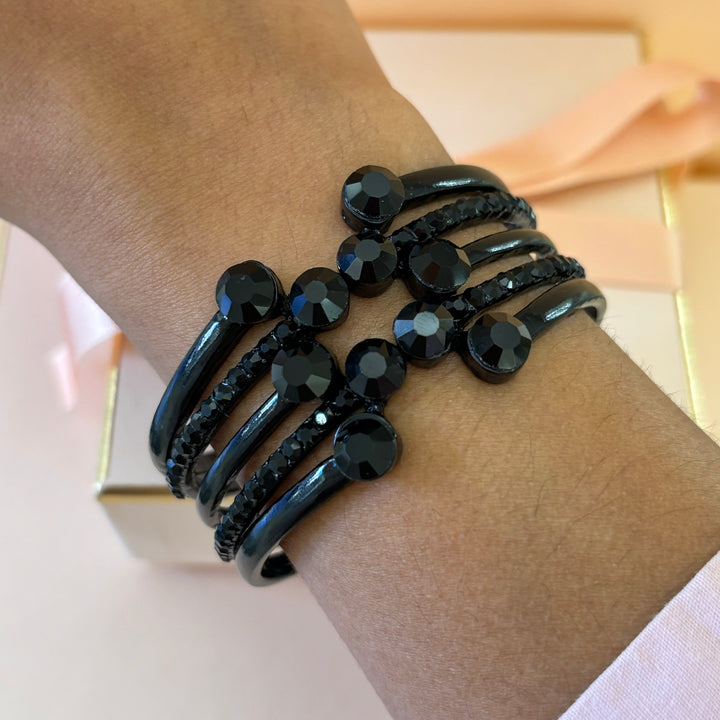 Black rhinestone chunky bangle