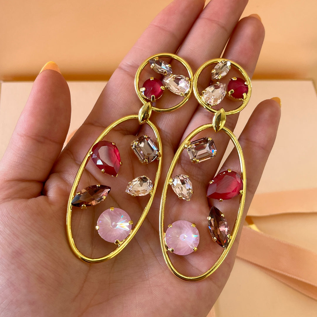 Shades of red and pink Swarovski crystals set