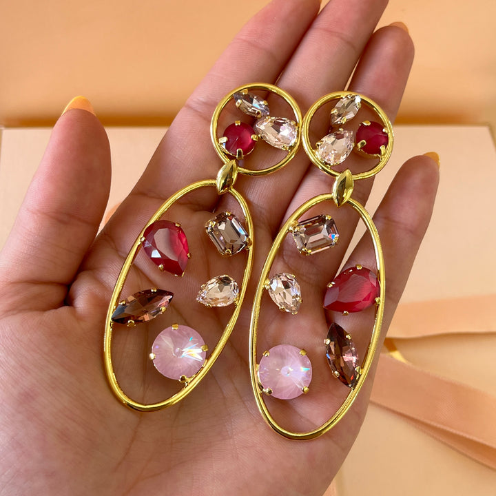 Shades of red and pink Swarovski crystals set