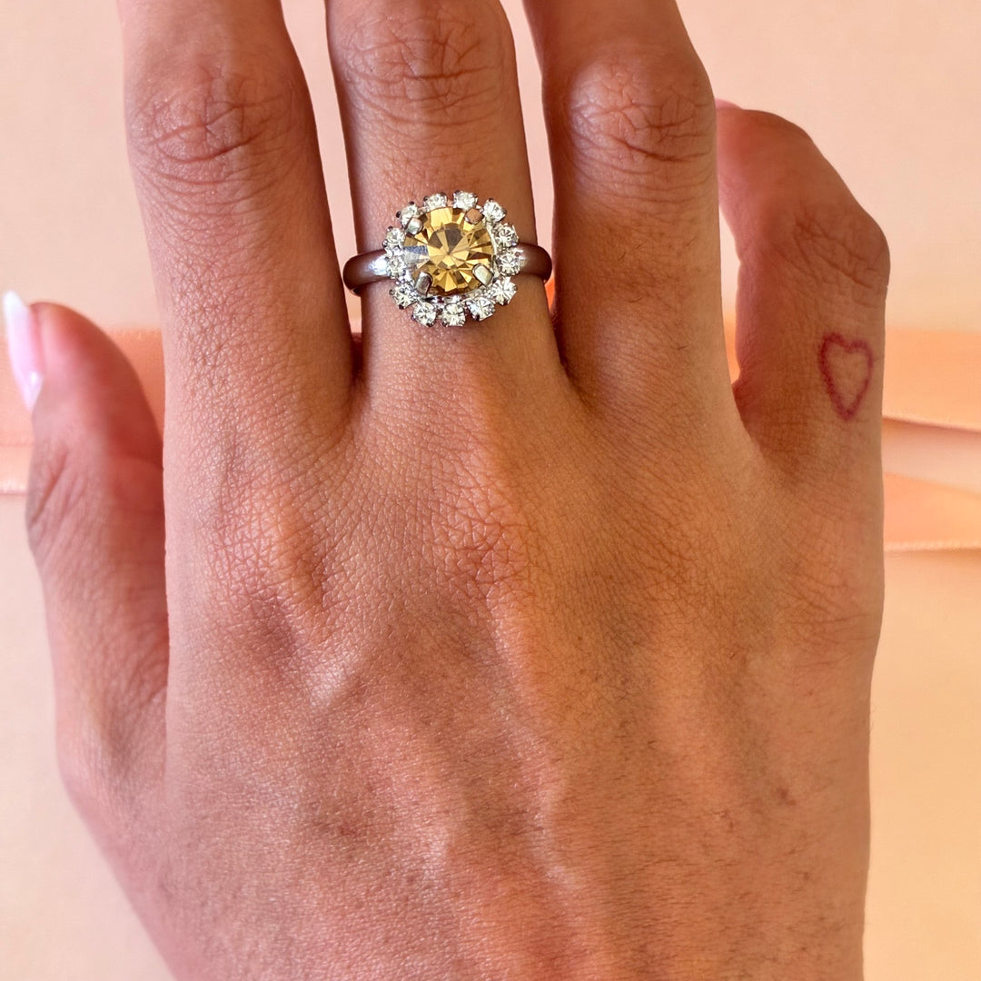 Dainty Bronze Preciosa crystals silver set