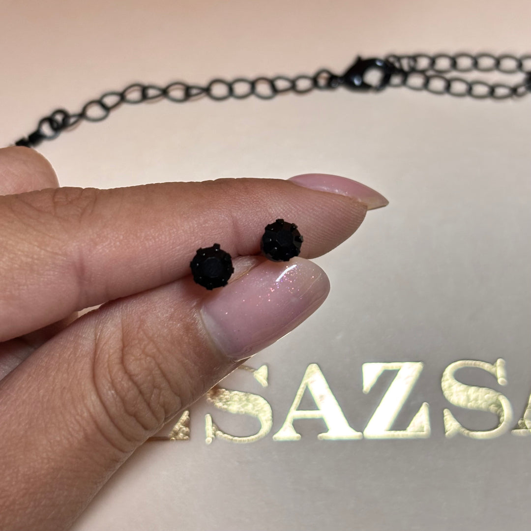 Dainty black rhinestone set
