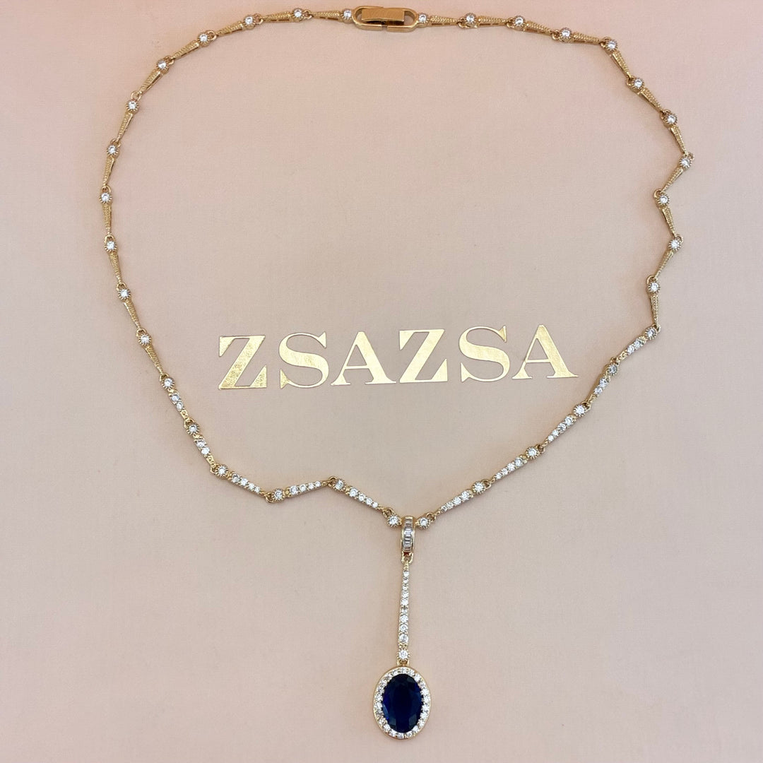 Navy blue zircone gold plated set