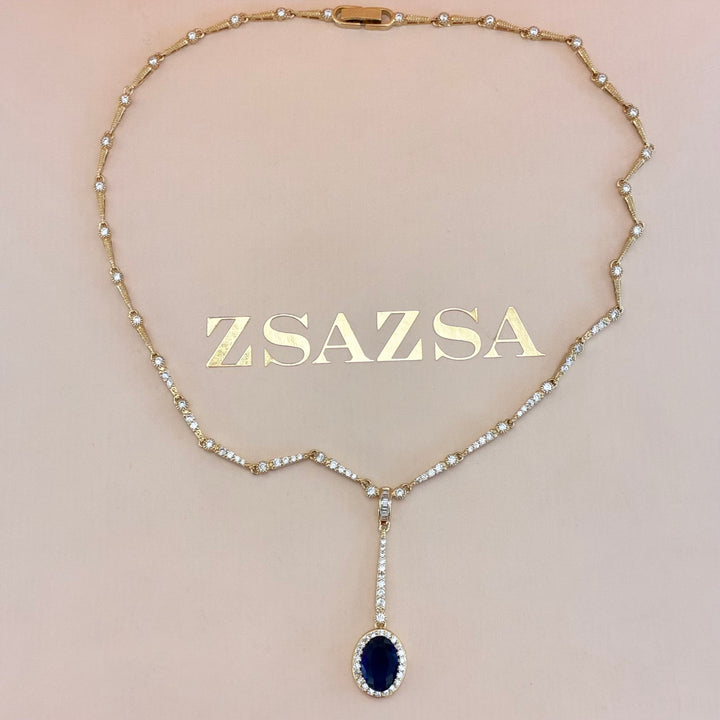 Navy blue zircone gold plated set