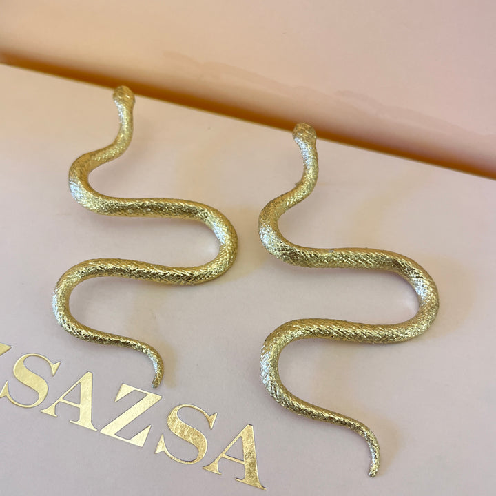 Snake gold handmade earring & ring