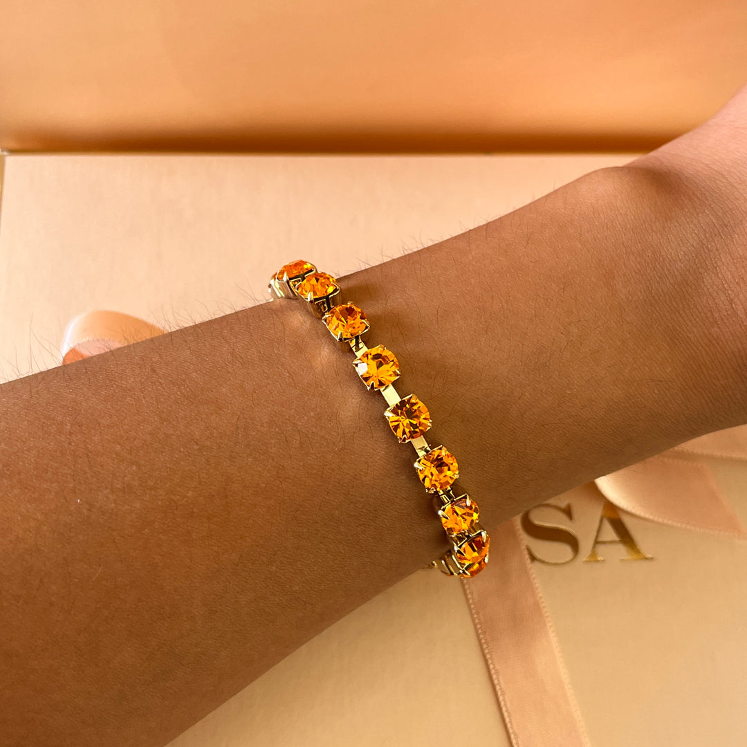 Orange Swarovski crystals bracelet