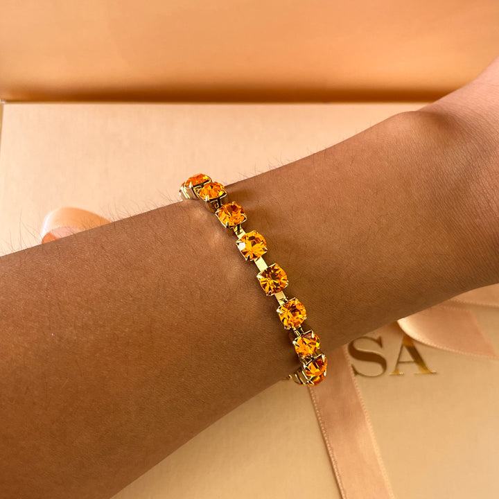 Orange Swarovski crystals bracelet