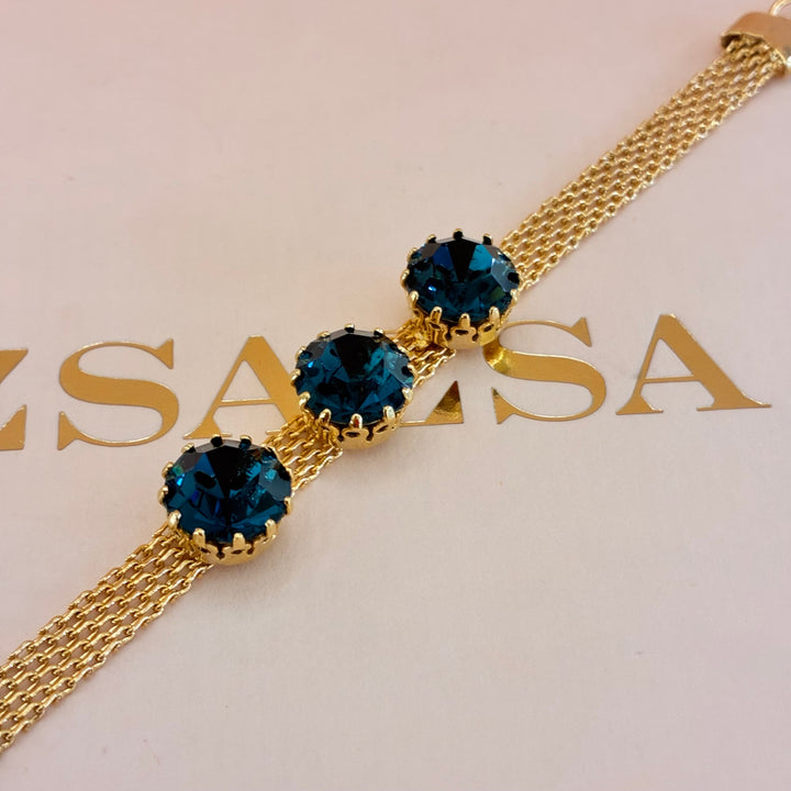 Navy blue Preciosa crystals gold plated set