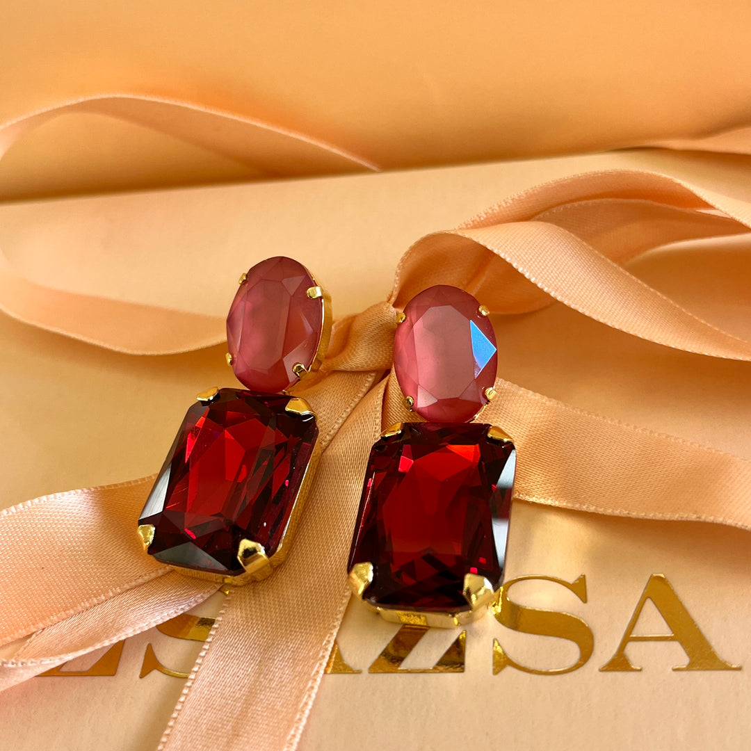 Red Swarovski crystals earrings