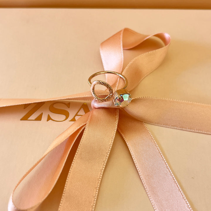 Aurora borealis handmade studs and ring