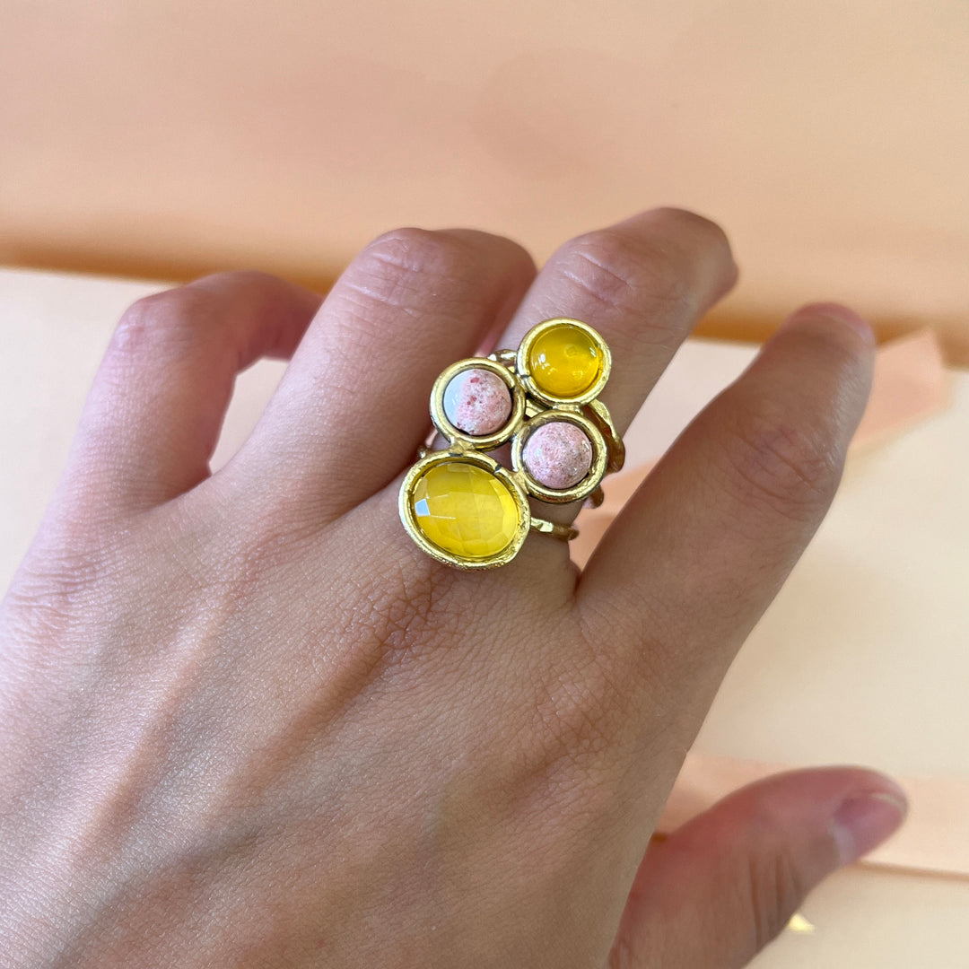 Yellow & light pink handmade set