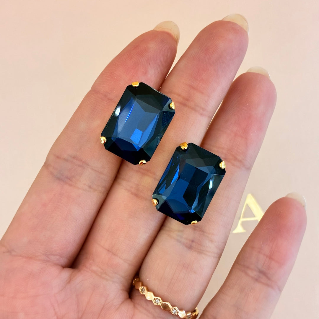 Navy blue rectangular Preciosa crystals set