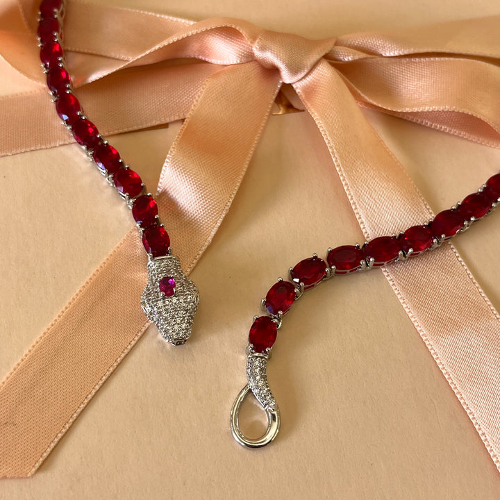 Red zircone snake necklace and bracelet