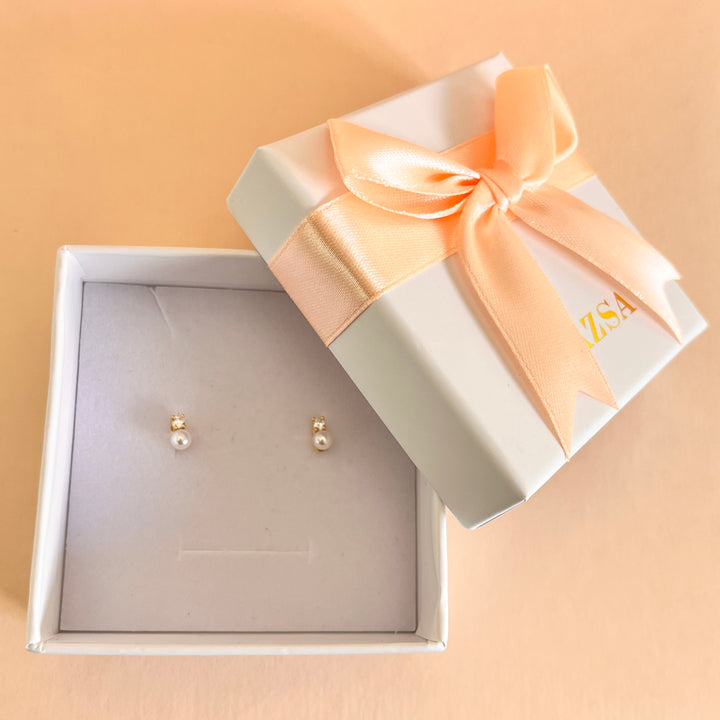 Pearl and zircone Sterling silver earrings