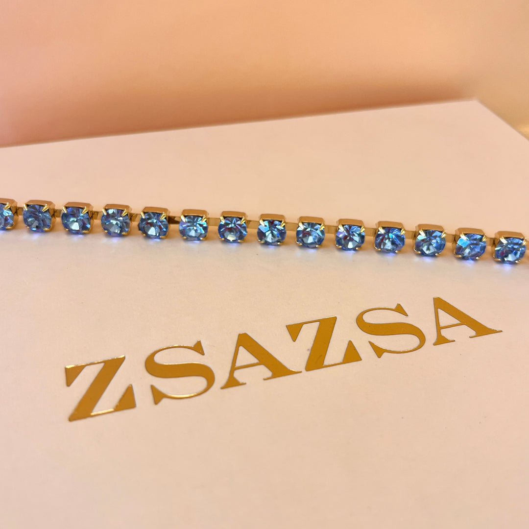 Light blue Swarovski crystals tennis set