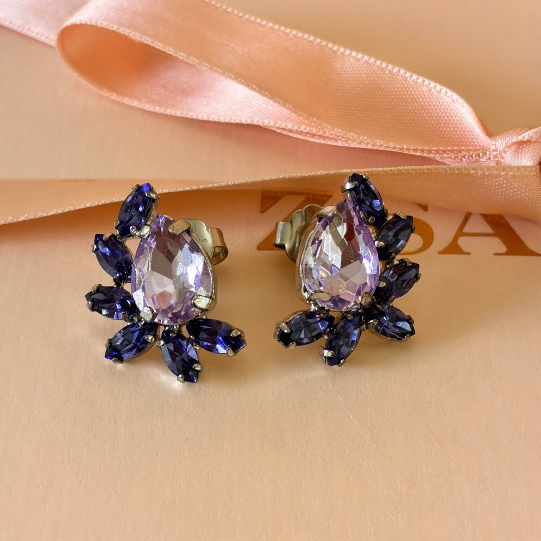Purple and lilac teardrop silver plated set