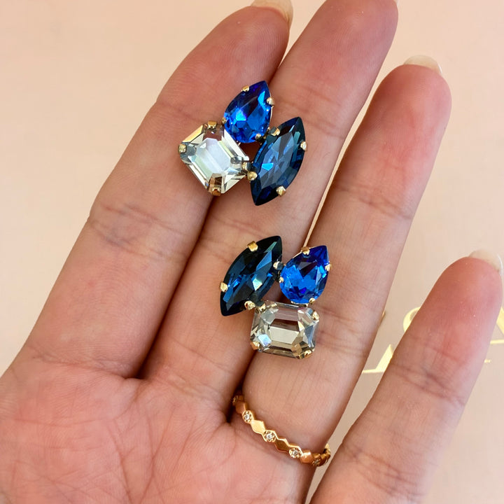 Shade of blue and grey Swarovski crystals set