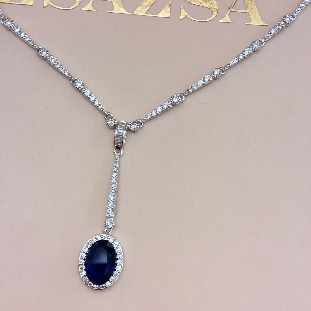 Navy blue zircone silver set