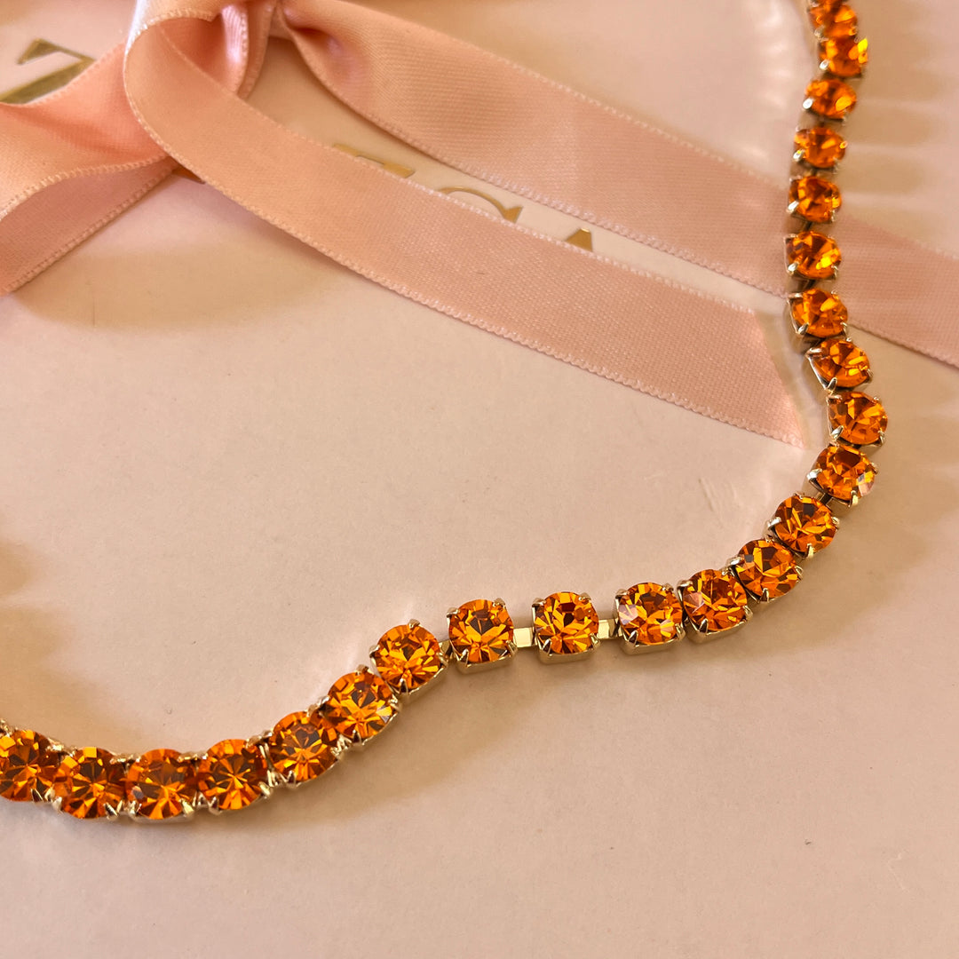 Orange Swarovski crystal necklace