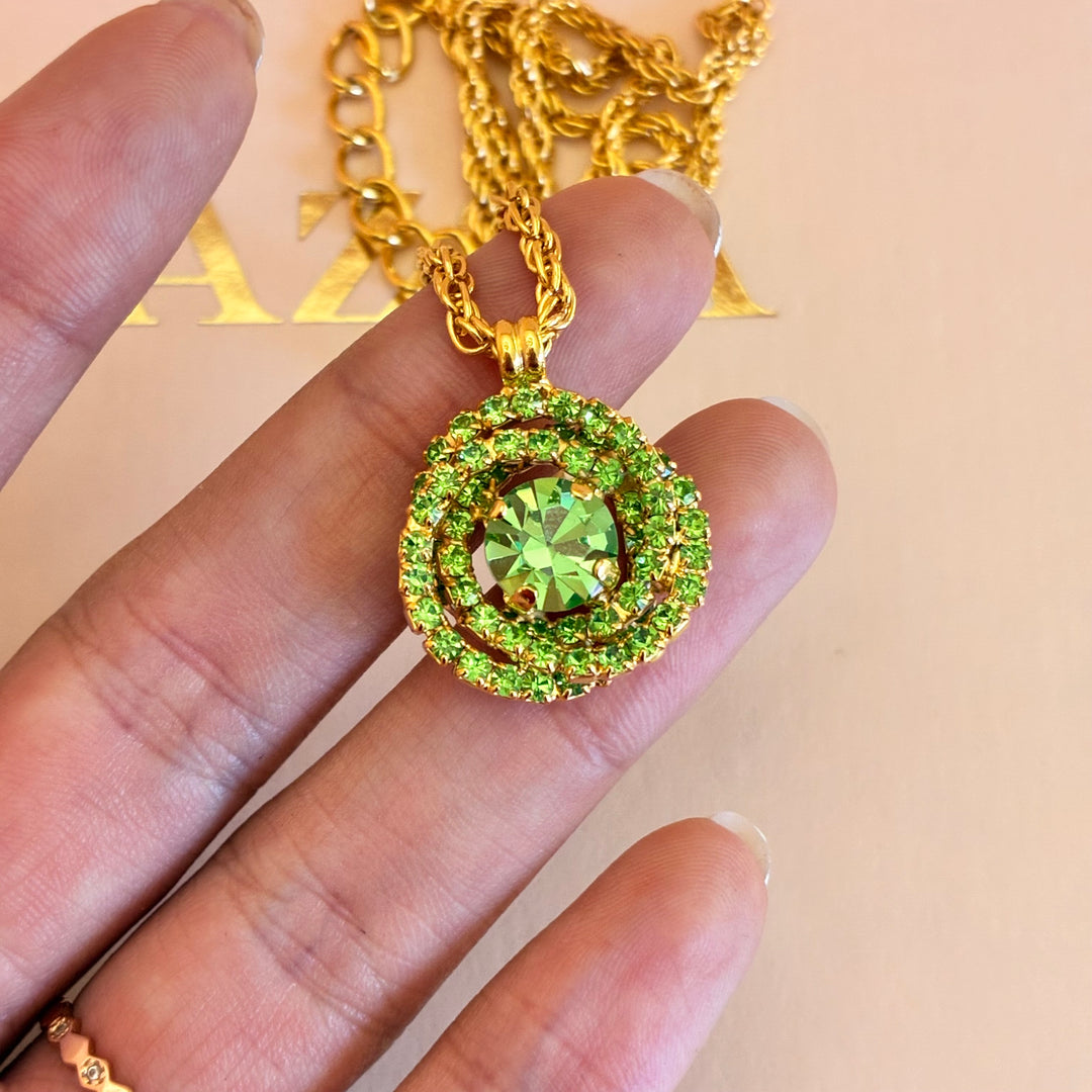 Round green Preciosa crystals pendant