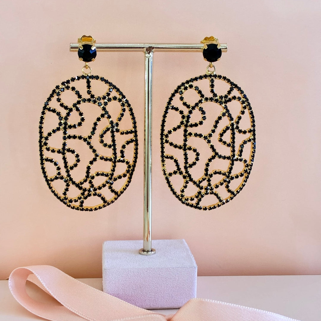 Black preciosa crystals earrings