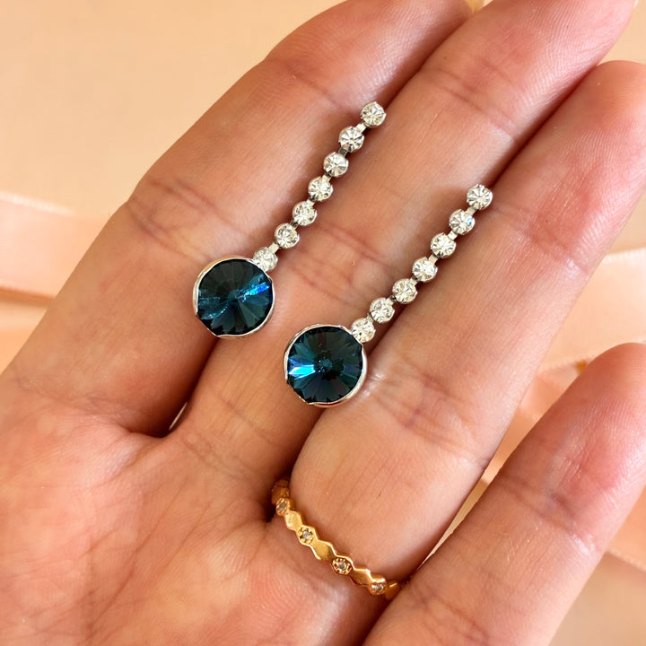 Navy blue Swarovski crystals earrings