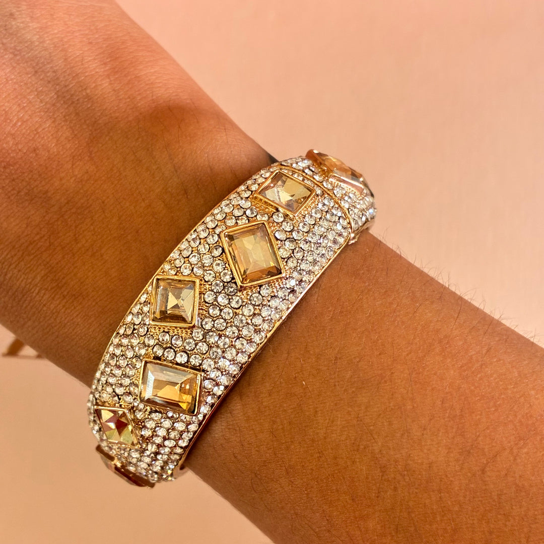 Champagne squares Swarovski crystals bangle